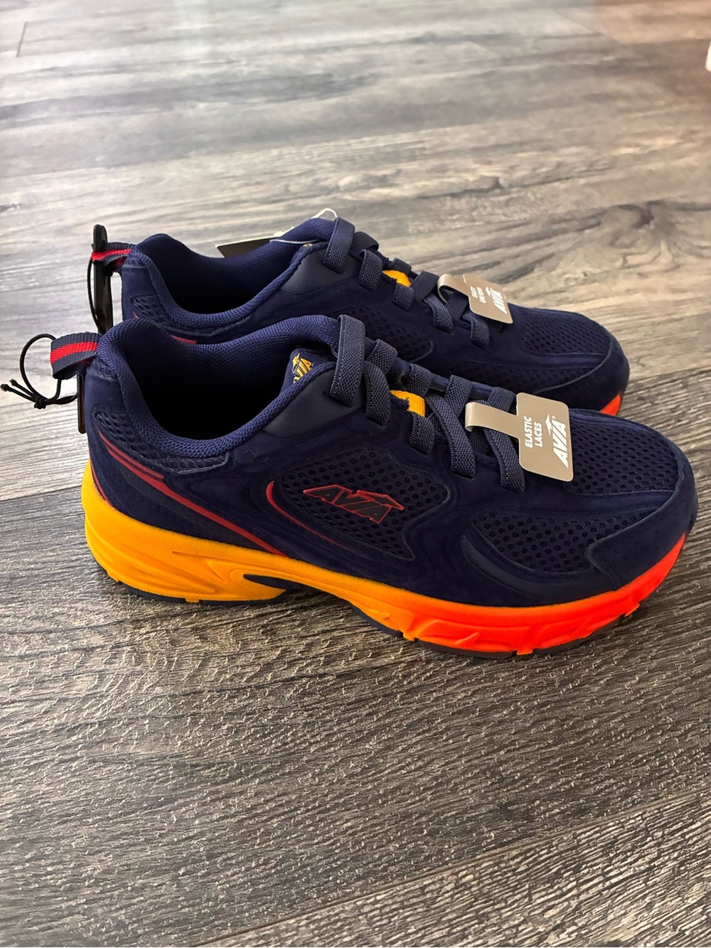 Avia Navy Blue Kids Sneakers with Orange and Red Gradient Sole